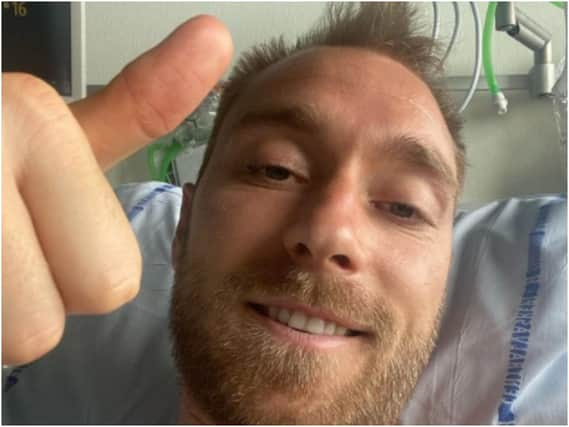 Eriksen posted a picture of himself on Instagram on Tuesday morning (15 June), which shows him smiling from his hospital bed (Photo: Christian Eriksen/Instagram)