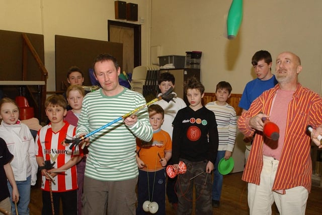 Have a look at this juggling workshop in Whitburn which was held in 2006.