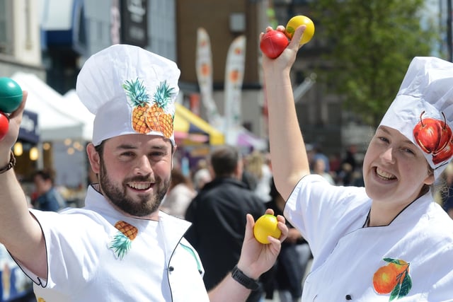 Juggling entertainers Dale Jewitt and Kylie Ann Ford at Sunderland's Food Festival 4 years ago.