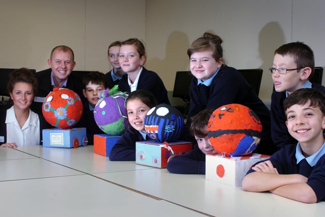 Seaburn Dene Primary school Year 6 pupils with the Daruma Dolls they made in 2012.