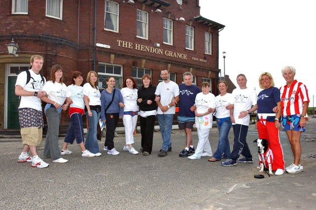 What a great fundraiser at the Hendon Grange in 2005.
Charity walkers did a sponsored stroll with their underpants on the outside.