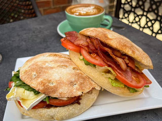 The BrieLT (left) is just one of the sandwiches at 200 Degrees Coffee that is packed full of cheesy goodness