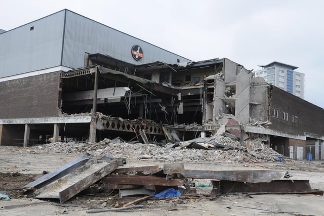 The demolition of the old Excel Bowling Alley and Locarno in Newcastle Road in 2012.