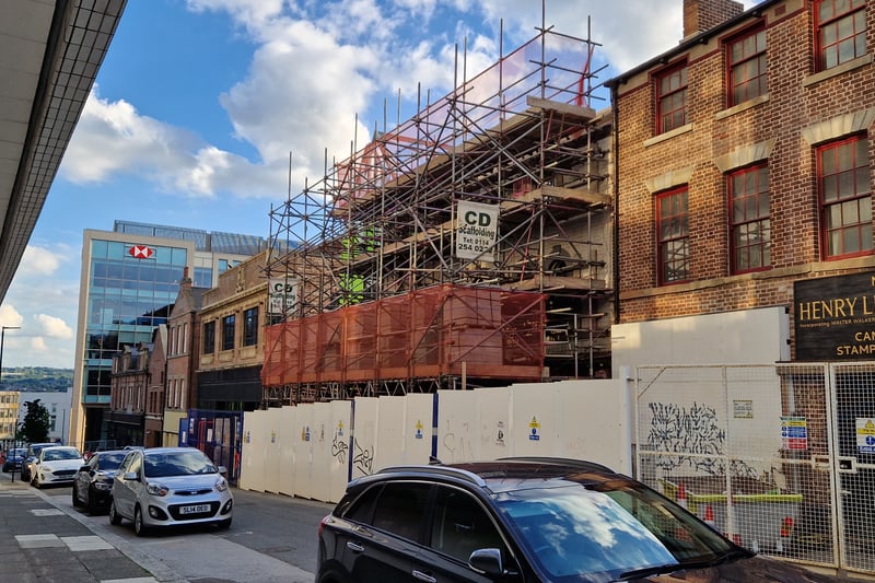 View of renovations in Cambridge Street, 2023. Plans include to create the Cambridge Street Collective, revamping the old shop fronts into a food hall .