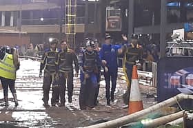 Sheffield Tigers riders celebrate in the rain at Owlerton after securing their place in the Sports Insure Speedway Premiership grand final. Picture: David Kessen, National World