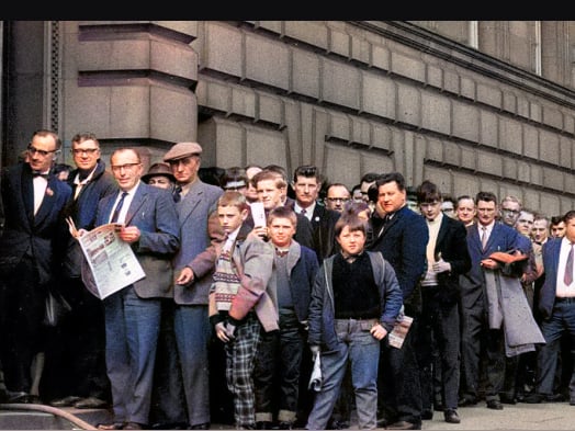 Queues at Sheffield City Hall for the National Angling Show, April 15 1967. Picture: Sheffield Newspapers Ltd