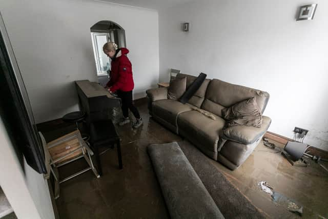 The flood damaged home