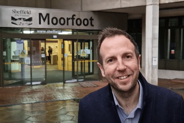 Coun Ben Miskell at the authority's Moorfoot office block, which could become flats.