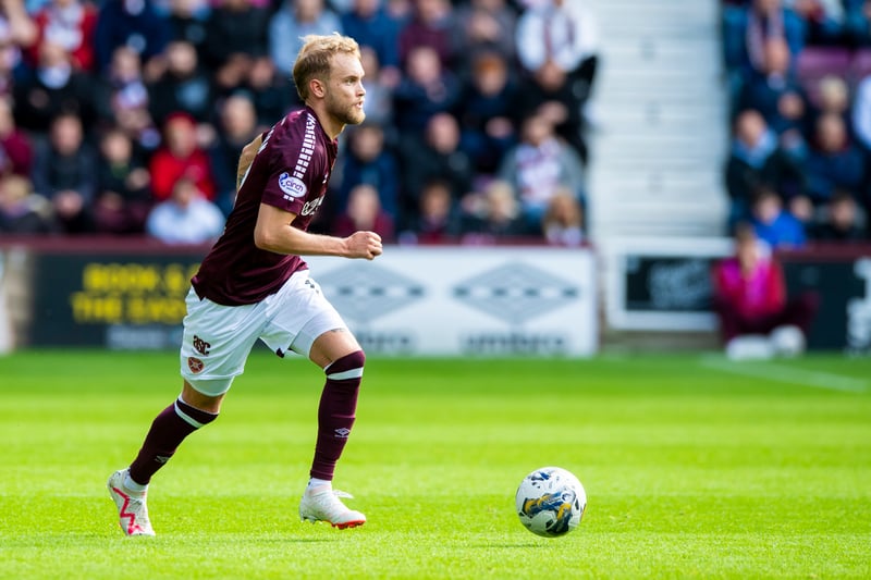 9/10 Reinstated following a bout of illess. Fouled for the free-kick which brought Hearts' second goal. Showed superb aggression. Probably his best display yet in maroon.