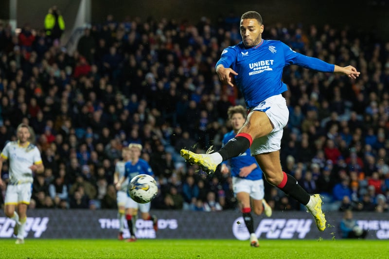 Rangers' Cyriel Dessers scores to make it 1-0 against St Johnstone at Ibrox.