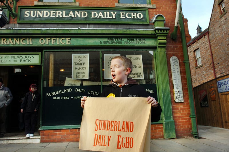 Daniel Smith tried his hand as a Victorian newspaper seller outside the Echo office in 2008.
It happened on the day that Sunderland children were given a day at Beamish as their reward for 100 per cent school attendance.
