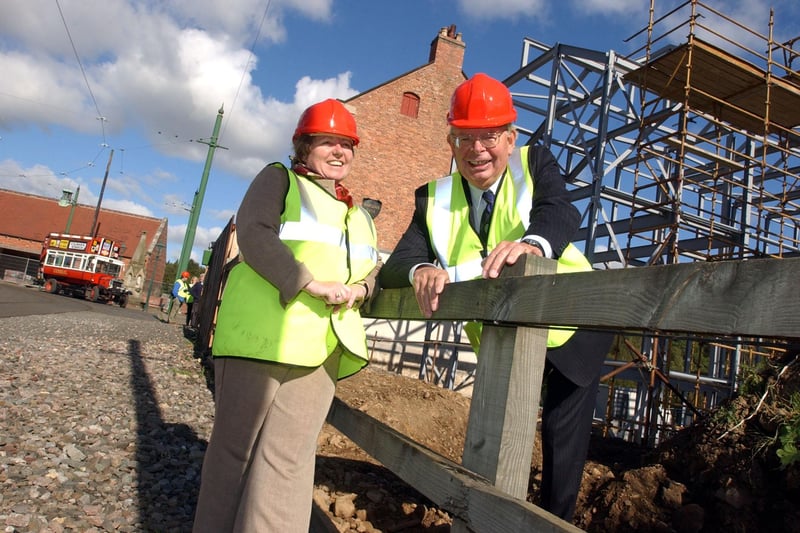 The Masonic Temple from Park Terrace was being reconstructed at Beamish in 2004.
Here are Miriam Harte from Beamish and Provincial Grand Master Dr Alan Davison taking a look at the progress.