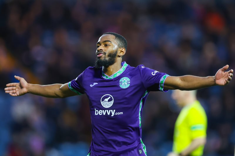 Hibs' new loan signing Myziane Maolida celebrates scoring against Kilmarnock