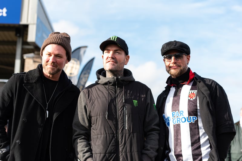 Former Westlife singer Brian McFadden joins Boyzone's Shane Lynch and Keith Duffy at Chorley FC match