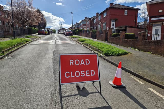 Manor Oaks Place, in Wybourn, Sheffield, was sealed off by police following a 'disturbance' which left a man in hospital with knife wounds to his face on Sunday, March 24