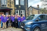 Weston Park Cancer Charity volunteer drivers and patient, Sally Harris, outside the Cancer Support Centre on Northumberland Road, Sheffield. The free transport service provided by the charity is celebrating three years in 2024.