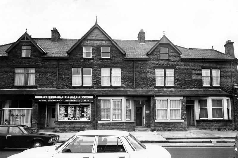 New Road Side in May 1980. IPictured are  Marklands Solicitors, Cyril C. Thompson & Co., Estate Agent, Leeds Permanent Building Society and Gibbs, Pollard & Co. 