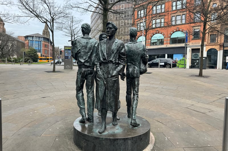 This sculpture, located in Chapel Bar, is called the Quartet. 

Given its prominent city centre location, hundreds, if not thousands of people walk past the sculpture every day; many of whom are unlikely to even register its existence. 

But that element of invisibility chimes with the meaning behind the sculpture. 

Quartet was created by sculptor Richard Perry in 1986 after he was commissioned by Nottinghamshire County Council, in conjunction with East Midlands Arts. 

The life-size group of four, positioned on a plinth, represent the daily passage of people through the city, based upon Perry’s observation of human behaviour. 