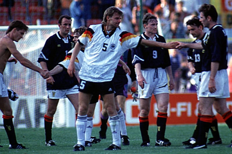 Andy Roxburgh led Scotland to their first ever European Championship at a time when only eight teams qualified for the finals. His team lost 1-0 to Netherlands in Stockholm and 2-0 to Germany in Norrkoping. The 3-0 triumph over CIS, also in Norrkoping, came thanks to Paul McStay, Brian McClair and Gary McAllister goals but was not enough to prevent elimination.