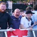 Fans gather to watch England vs Serbia at Sheffield's 'Fan City' on Devonshire Green for the nation's opening match in the Euros 2024, July 16