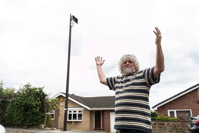 Philip Waller, 65, returned from a shopping trip last week to find that a broadband firm had erected the pole outside his house in Barnsley - now he has won his fight to get it removed.