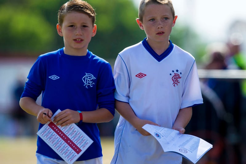 Two young fans waiting for autographs ahead of the game against Brora Rangers in 2013.
