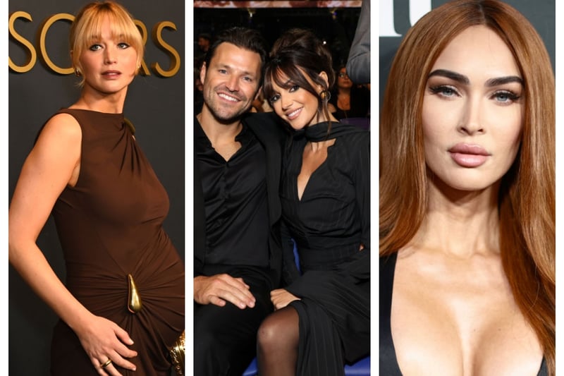 From left to right: Jennifer Lawrence is expecting her second baby in 2025, Mark Wright and Michelle Keegan are set to become parents for the first time whilst Megan Fox is expecting her fourth child 