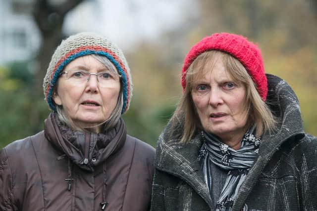 Jenny Hockey and Freda Brayshaw who were arrested by police after protesting against a controversial tree felling programme