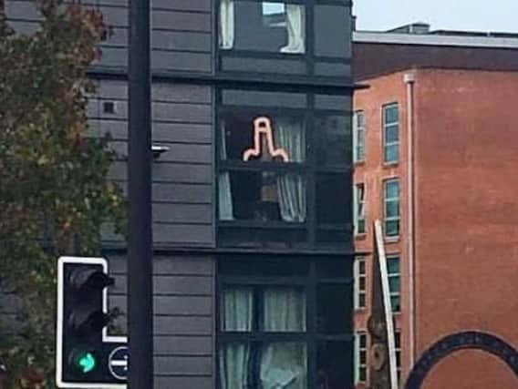 The "penis" lights in Sheffield city centre. (Photo: Instagram/Sheffield Is Super).