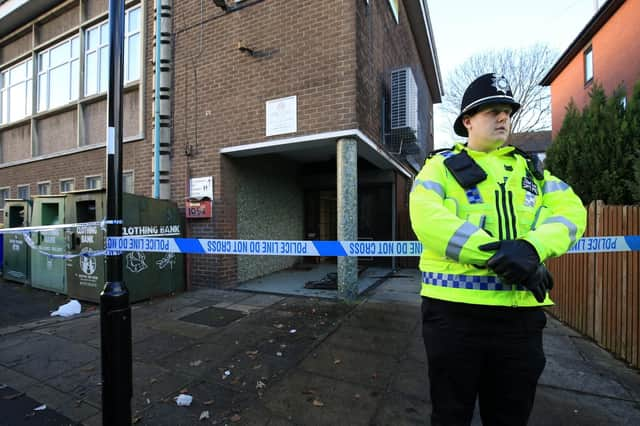 Police activity around the Fatima Community Centre on Brunswick Road in Burngreave, Sheffield.