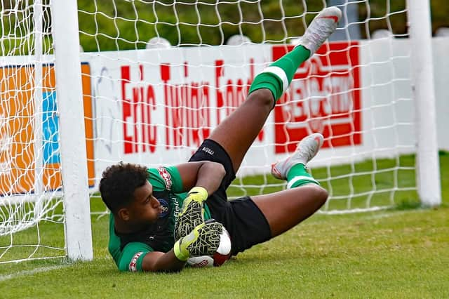 Stocksbridge Park Steels goalkeeper Jordan Amissah, on loan from Sheffield United. Picture: Ian Revitt