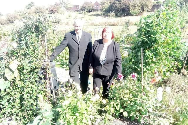 Allotment volunteer Dennis Hanna and volunteer coordinator Sue Rose