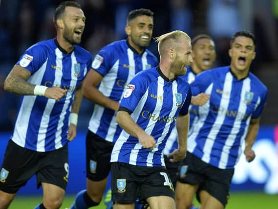 Sheffield Wednesday celebrate after scoring.