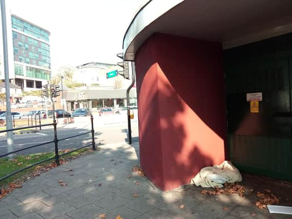 Bed for the night: Evidence of rough sleeping in Peel Street, Barnsley