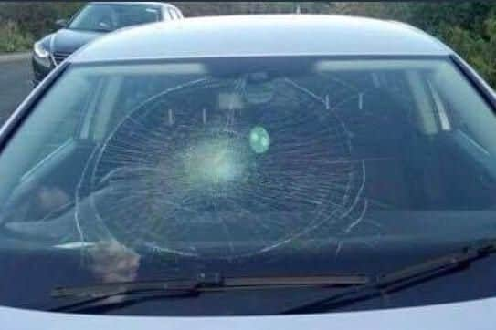 Broken windscreen.