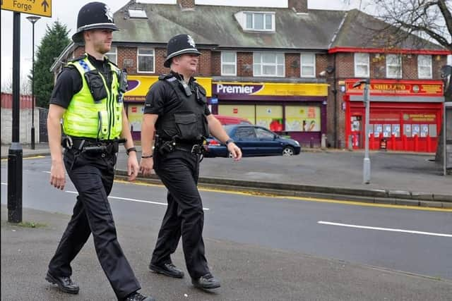 Police officers on patrol in Sheffield