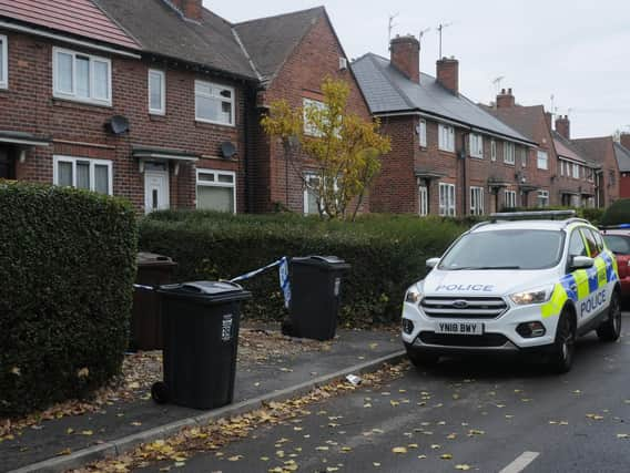 A police cordon in place on Crowder Close, Longley. Picture and video: Sam Cooper / The Star.