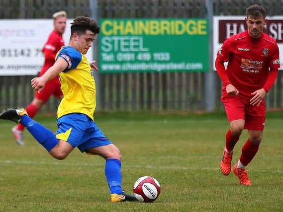 Stocksbridge defender Tom Charlesworth. Pic from Peter Revitt