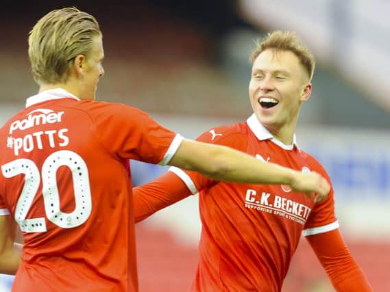 Barnsley's Cauley Woodrow celebrates