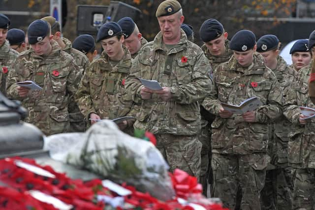 The remembrance parade at Barkers Pool.