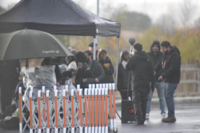 A film crew today at Sheffield Business Park near Tinsley (photo: Jim Fitzpatrick).