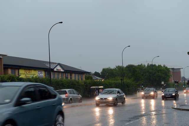 Rain falls in Sheffield