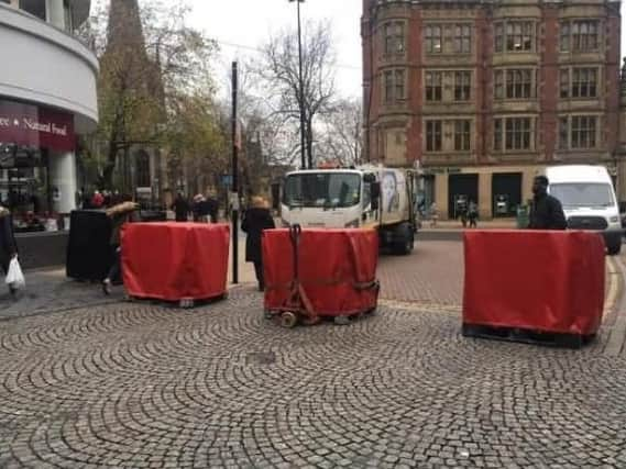 Concrete blocks have been installed on Fargate and on Surrey Street to Pinstone as a security measure over the festive period