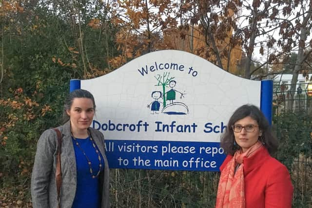 Laura Gordon and Layla Moran at Dobcroft Infant School