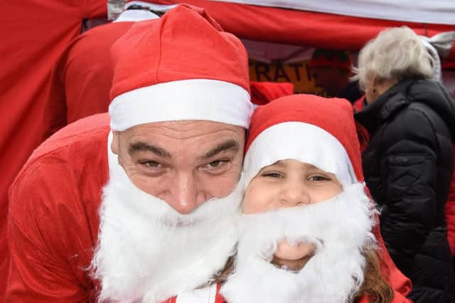 Mark Loader with Thea at the Sheffield Santa Run.