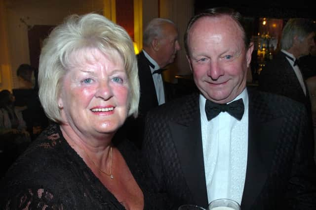 19ditue3
Pictured at the Royal Victoria Holiday Inn Hotel, Sheffield, where the Swing When You're Giving Gala Ball was held for the FABLE charity. Seen  are Ray and Barbara Wragg.