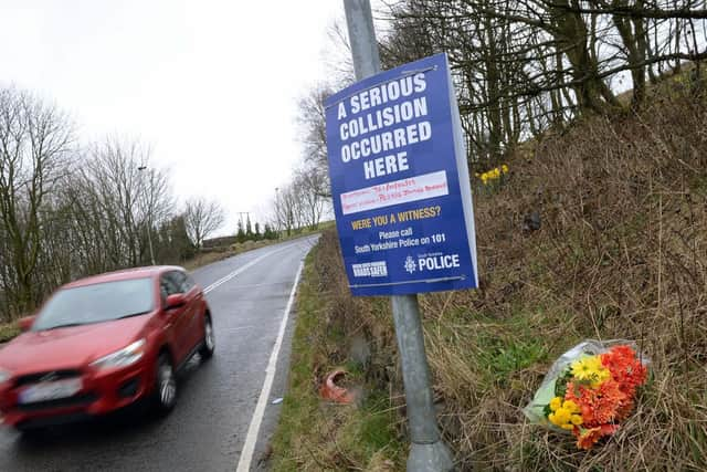 Pictured is the fatal crash scene on the A616 at Fox Holes Grove, Crow Edge. Picture: Steve Ellis