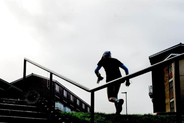 Spring in Sheffield urban orienteering races with South Yorkshire Orienteers: climbing up through Upperthorpe