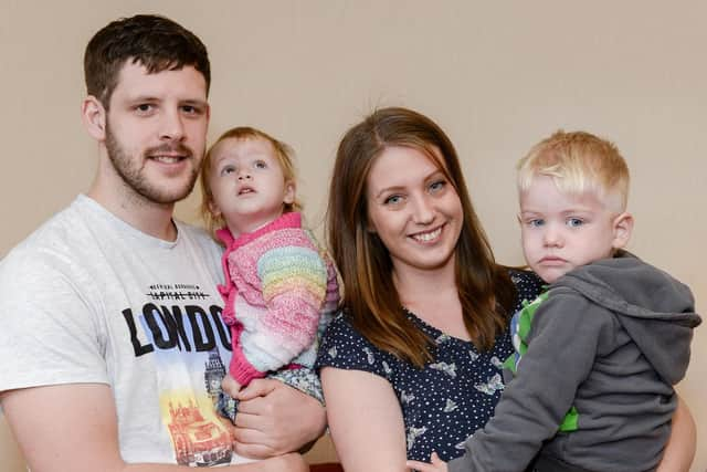 Jack Lacey at home with mum Rebecca Oldham, dad Wesley and sister Charlotte