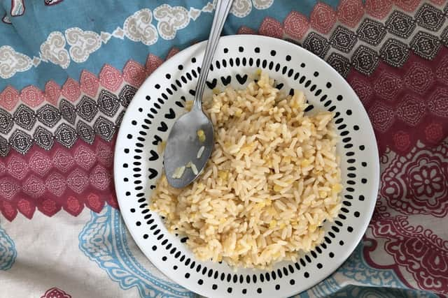 A bowl of rice was a typical meal for Archanaduring the challenge